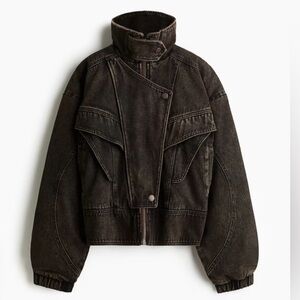 Lorena Saravia H&M VOLUMINOUS TWILL JACKET DARK BROWN, Size Small
